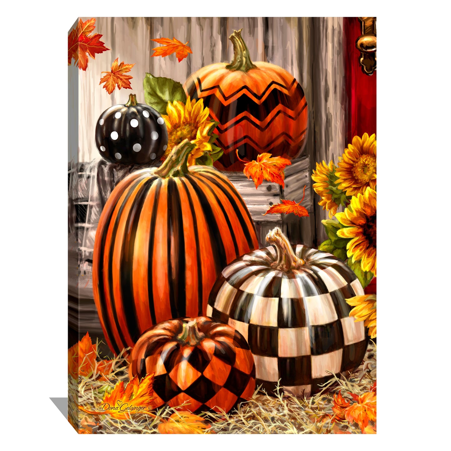 Frameless Canvas-Pattern Pumpkins (10" x 14")