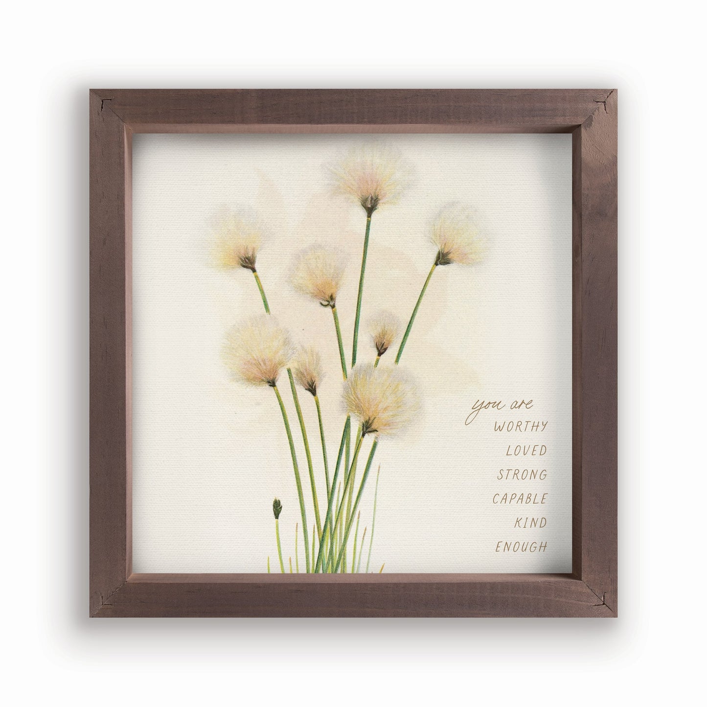Framed Art-You Are Worthy Loved Strong Capable Kind (11" x 11")