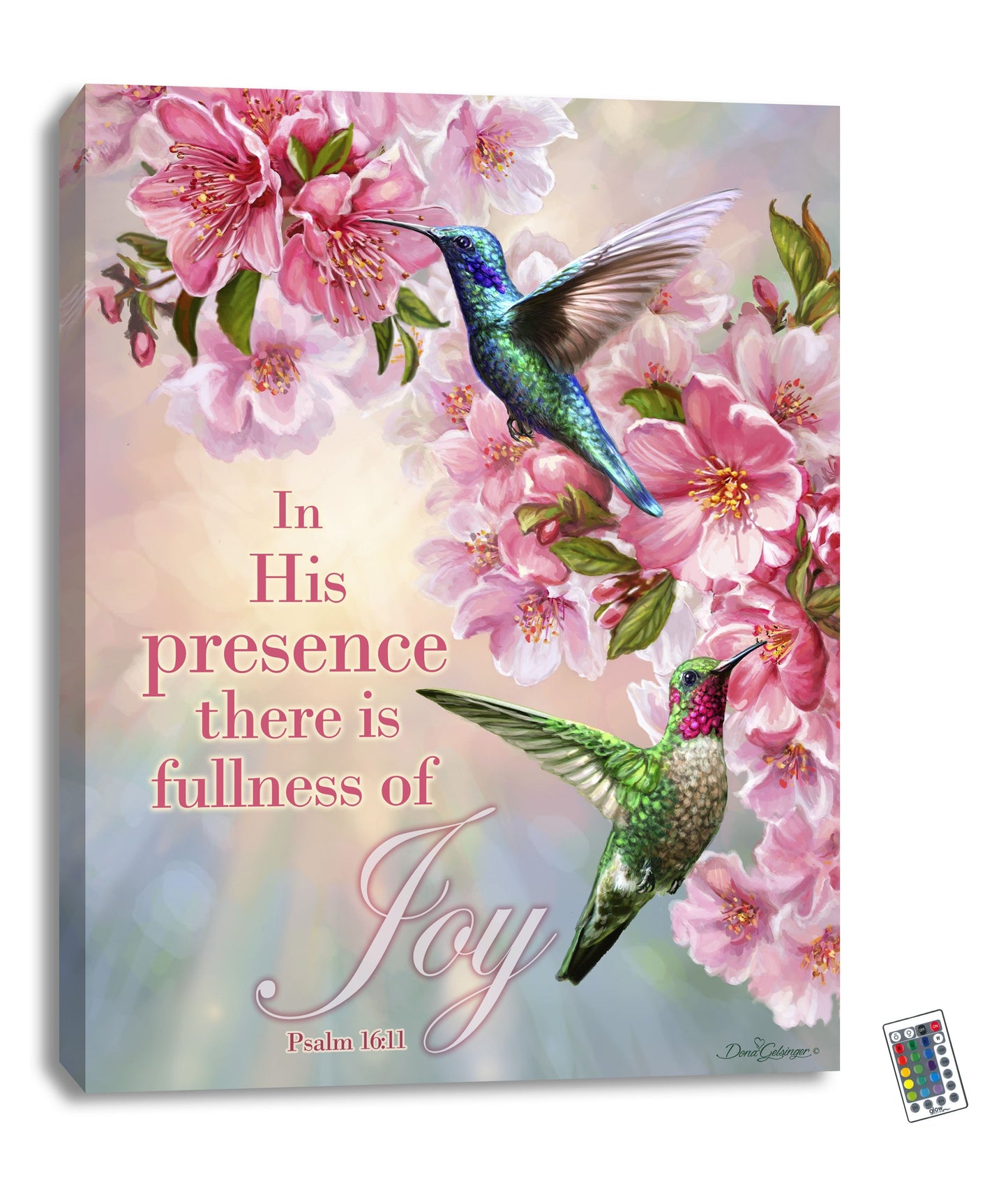 Glow Print Canvas-Hummingbirds In Spring LED w/Remote Control (18" x 24")
