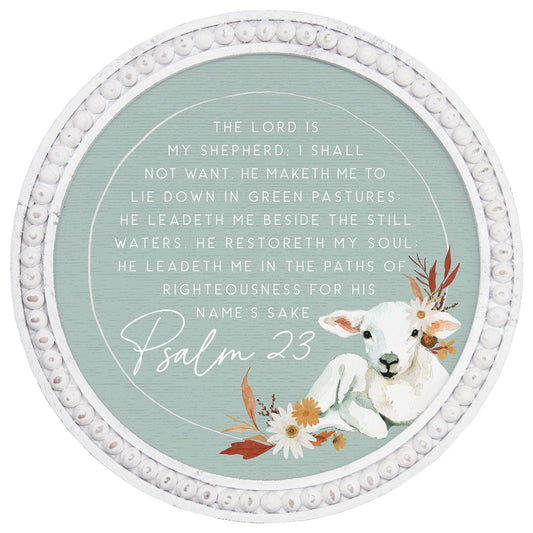 Beaded Art Round-Psalm 23 Lamb (14 x 14)