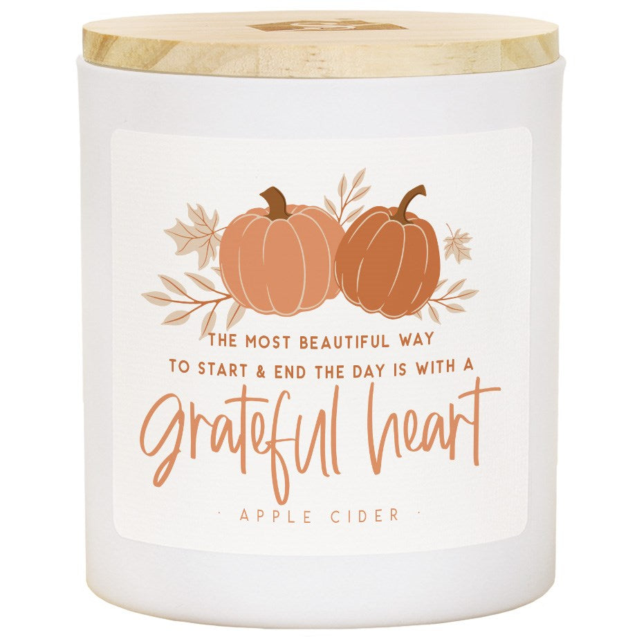 Candle-Grateful Heart Pumpkin-Apple Cider Scent (11 Oz - 2 Wick)