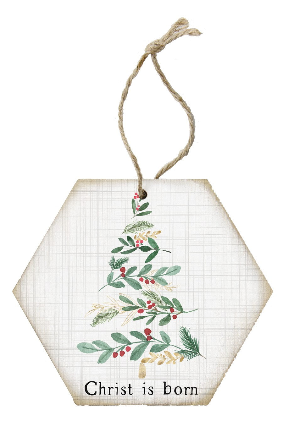 Ornament-Honeycomb-Christ Is Born (6.875 x 4.5)