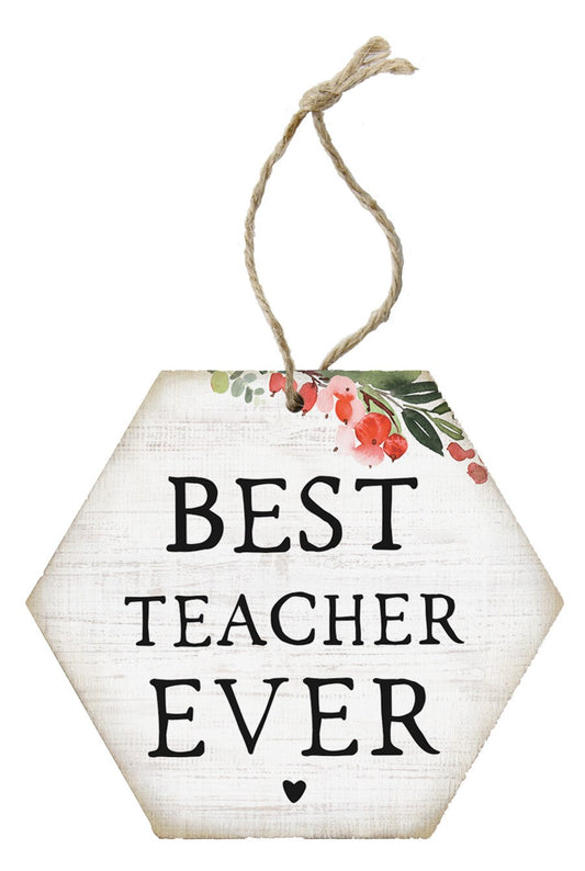 Ornament-Honeycomb-Best Teacher Ever (6.875 x 4.5)