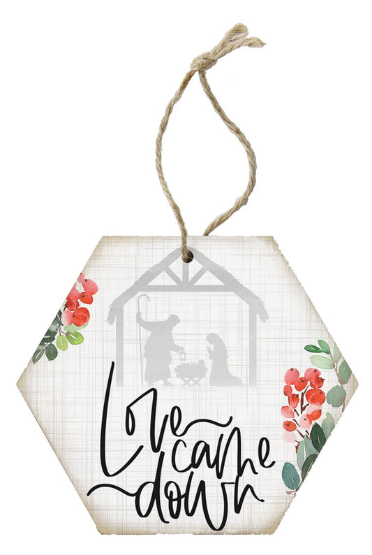 Ornament-Honeycomb-Love Came Down (6.875 x 4.5)