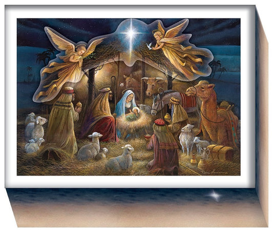 Boxed Card-Christmas: Holy Light Nativity (Box Of 15)