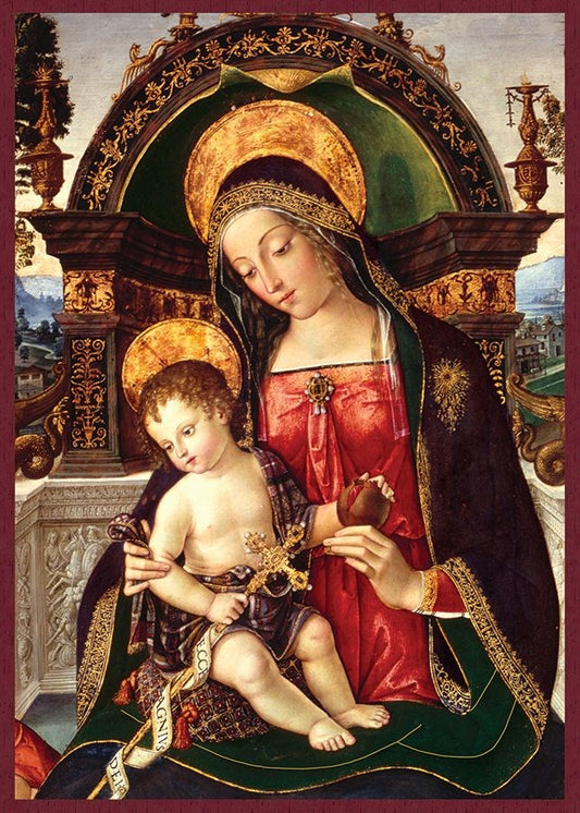 Card-Boxed-Christmas-Large-Madonna And Child  Altar-Piece OF S Maria (Box Of 16)