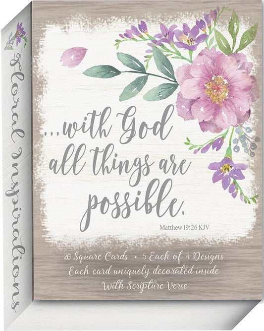 Note Card-Blank-Square-Floral Inspirations (Pack Of 20)