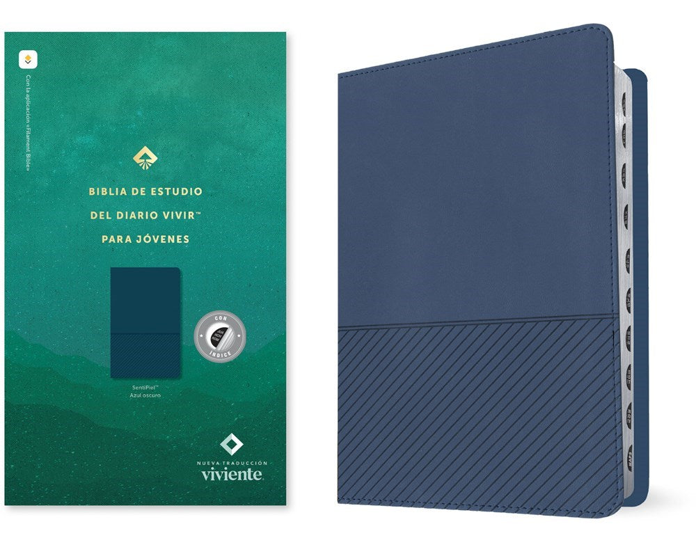 NTV Biblia de Estudio del Diario Vivir para Jovenes (NLT Students Life Application Study)-Dark Blue LeatherLike Indexed