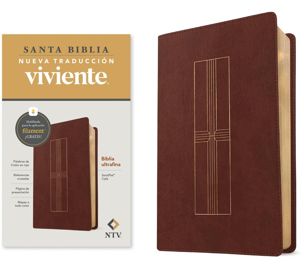 NTV Biblia Ultrafina con Filament (NLT Thinline Bible  Filament-Enabled)-Brown LeatherLike