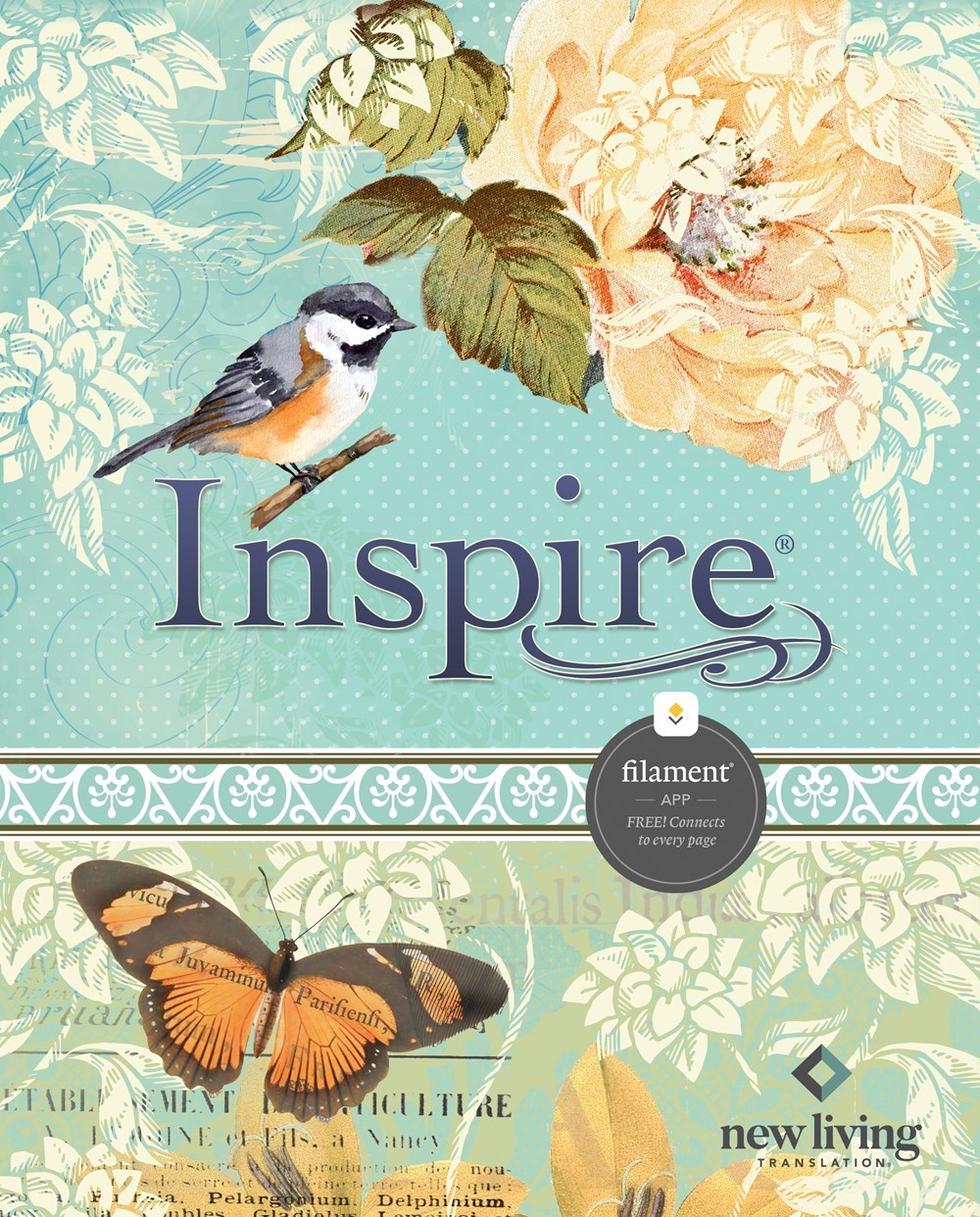 NLT Inspire Bible  Filament Enabled-Aquamarine LeatherLike Over Board