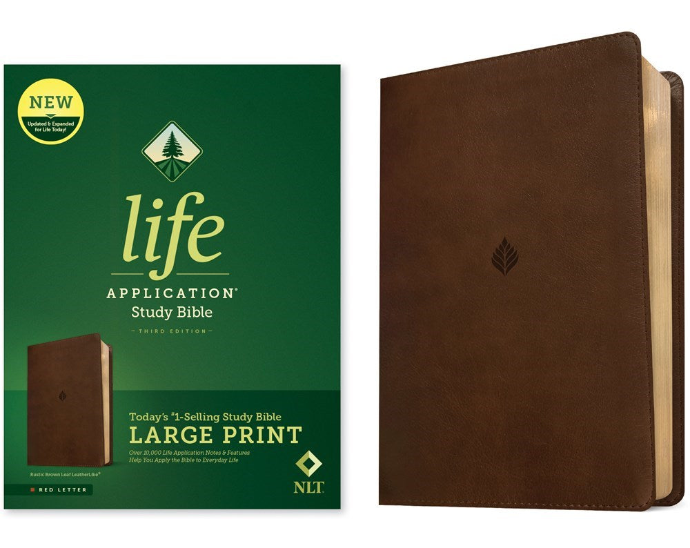 NLT Life Application Study Bible/Large Print (Third Edition)-Rustic Brown Leaf Leatherlike