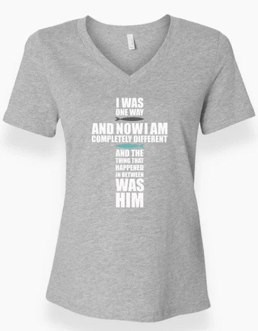 Tee Shirt-I Was One Way-The Chosen-Heather Grey-Womens V-neck-X Large