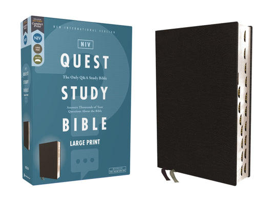 NIV Quest Study Bible/Large Print (Comfort Print)-Black Bonded Leather Indexed