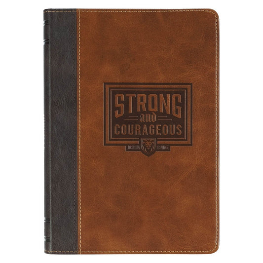 Journal Classic Faux Leather-Brown Strong and Courageous Josh. 1:9