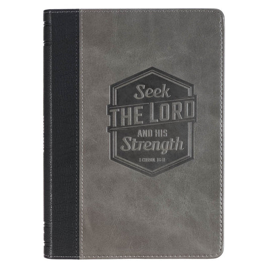 Journal Classic Faux Leather-Gray Seek the Lord 1 Chron. 6:11