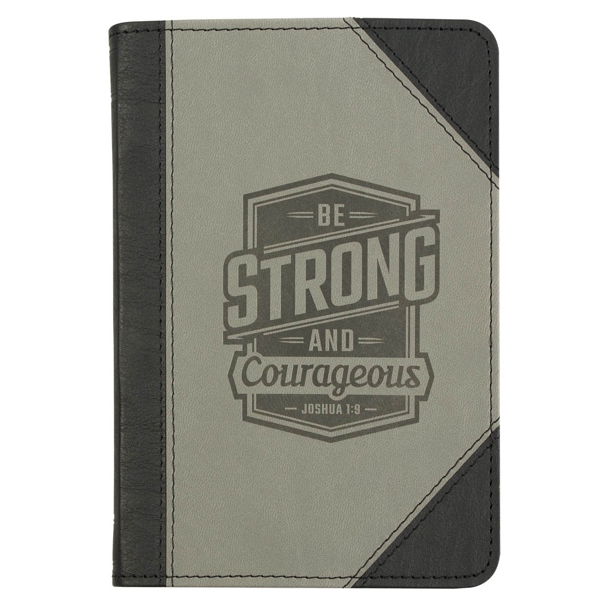 Journal Handy Faux Leather-Black Be Strong and Courageous Josh. 1:9