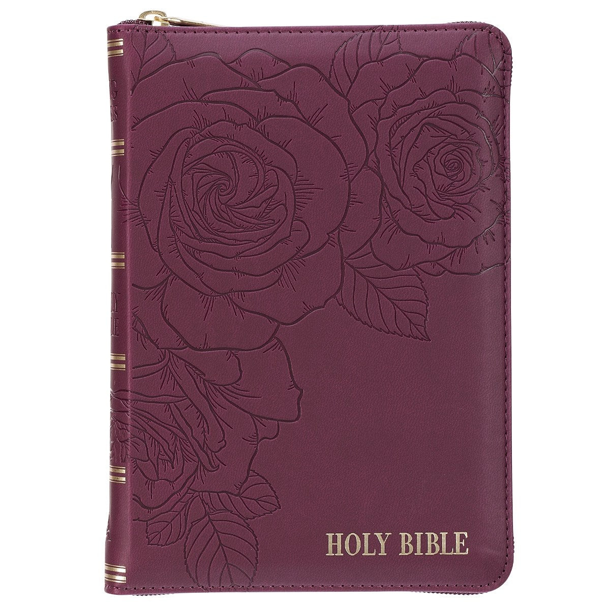 KJV Compact Bible-Merlot Faux Leather W/Zipper