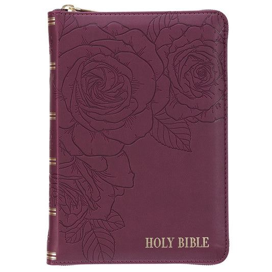 KJV Compact Bible-Merlot Faux Leather W/Zipper