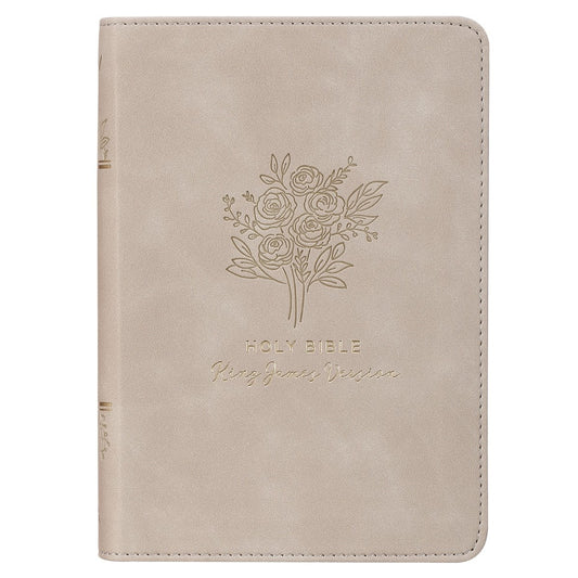 KJV Compact Bible-Taupe Faux Leather