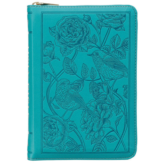 KJV Compact Bible-Teal Faux Leather W/Zipper