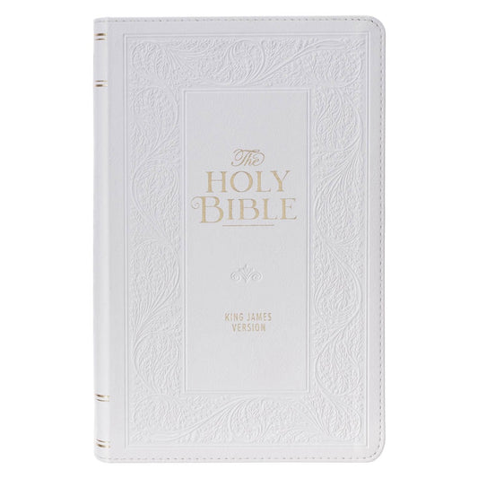 KJV Giant Print Bible-White Floral Faux Leather