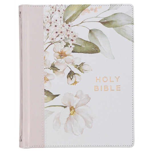 KJV Note-Taking Bible-Gray Floral Printed Faux Leather
