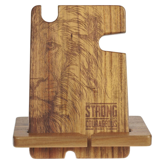 Multi Personal Accessory Organizer-Be Strong And Courageous (Joshua 1:9)-Acacia Wood