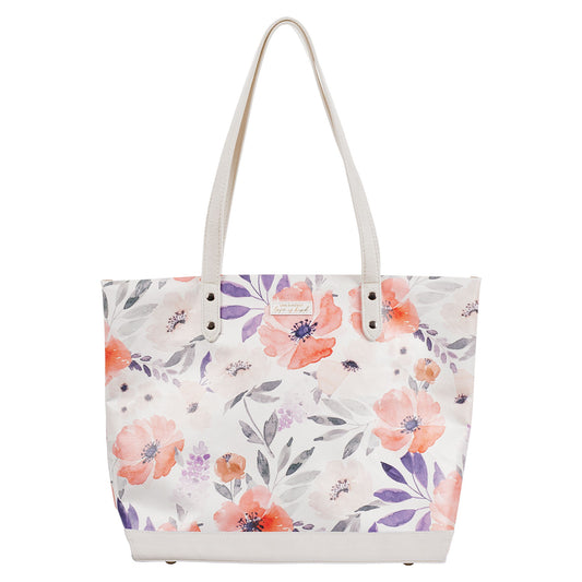 Tote Bag-First My Mom Forever My Friend-Coral Poppy