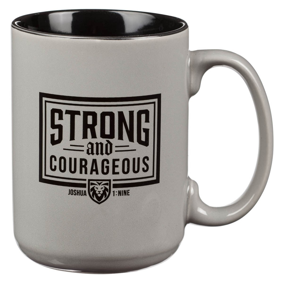 Mug-Strong & Courageous (Joshua 1:9)-Gray (MUG1131)