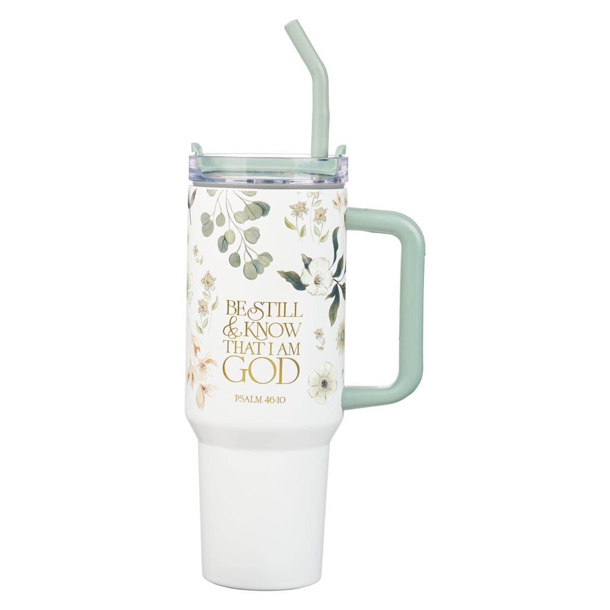 Stainless Steel Tumbler-Green W/ Straw-Ps. 46:10