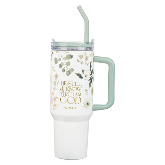 Stainless Steel Tumbler-Green W/ Straw-Ps. 46:10