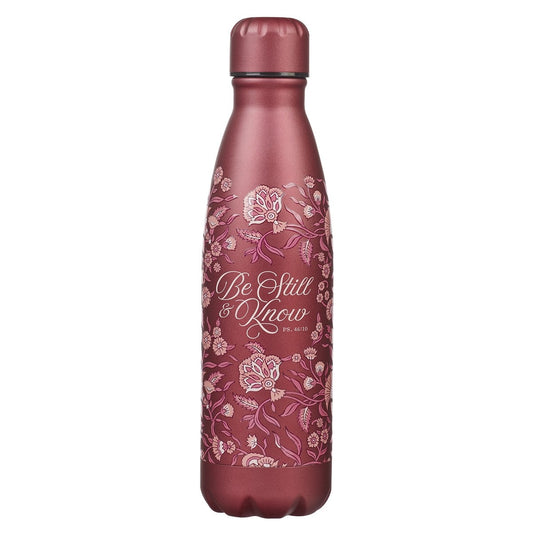 Water Bottle-Stainless Steel-Burgundy-Be Still Ps. 46:10