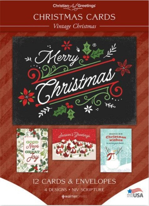 Boxed Card-Vintage Christmas Assorted (4 Designs) (NIV) (Box Of 12)