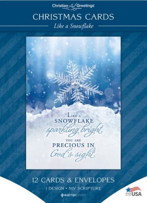 Card-Boxed-Like A Snowflake Solid Pack (Ephesians 3:17-18  NIV) (Pack Of 12)