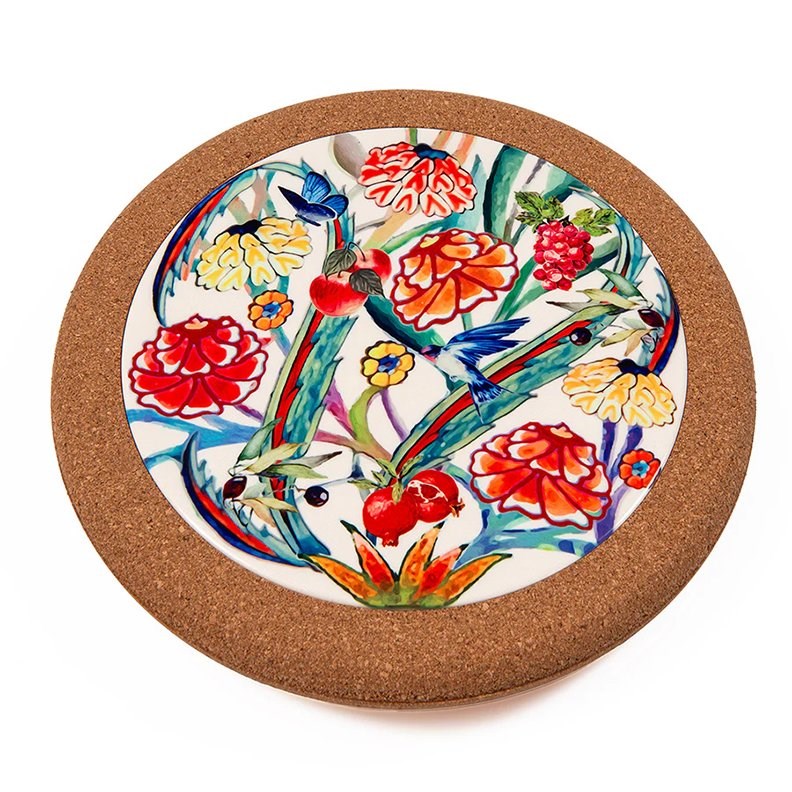 Trivet-Flowers Of The Field Cork & Ceramic-8" (#71197)