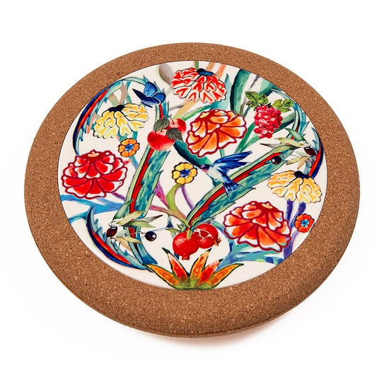 Trivet-Flowers Of The Field Cork & Ceramic-8" (#71197)