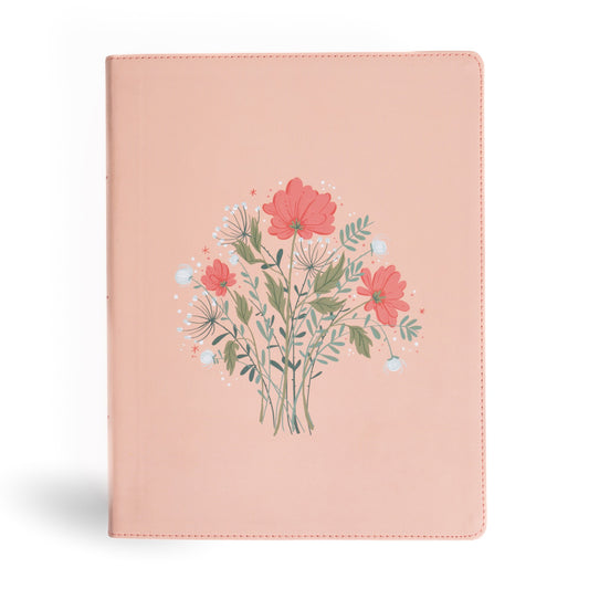 CSB Illustrator's Notetaking Bible  Large Print Edition-Peach Bouquet LeatherTouch