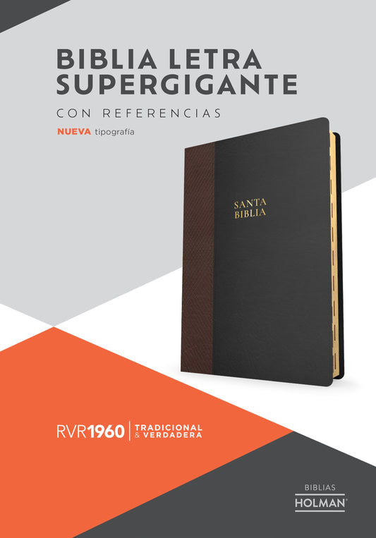 RVR 1960 Biblia Letra S per Gigante (Super Giant Print Bible)-Black & Brown LeatherTouch Indexed
