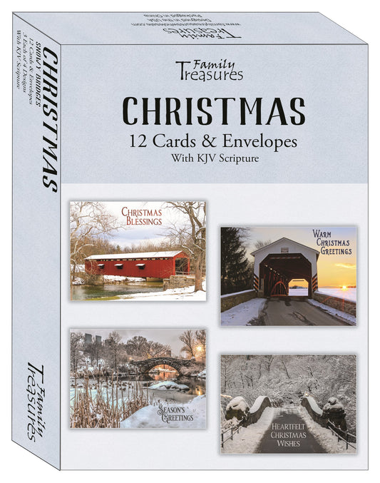 Boxed Card-Christmas-Snowy Bridges (Box Of 12)