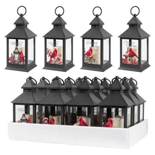 Lantern w/Flameless LED Candle & Timer-Cardinal (11" x 4" x 4") (Pack Of 12)