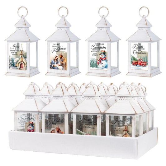 Lantern w/Flameless LED Candle & Timer-Festive (11" x 4" x 4") (Pack Of 12)