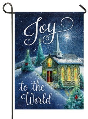 Flag-Garden-Glitter-Joy To The World Church (12.5" x 18")