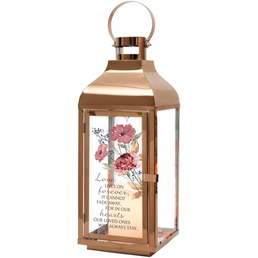 Lantern w/ Flameless LED Candle & Timer-Love Lives On (17 1/2" x 5 1/2" x 5 1/2")