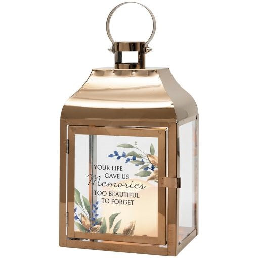 Lantern w/Flameless LED Candle & Timer-Memories (6" x 12.25" x 4.5")