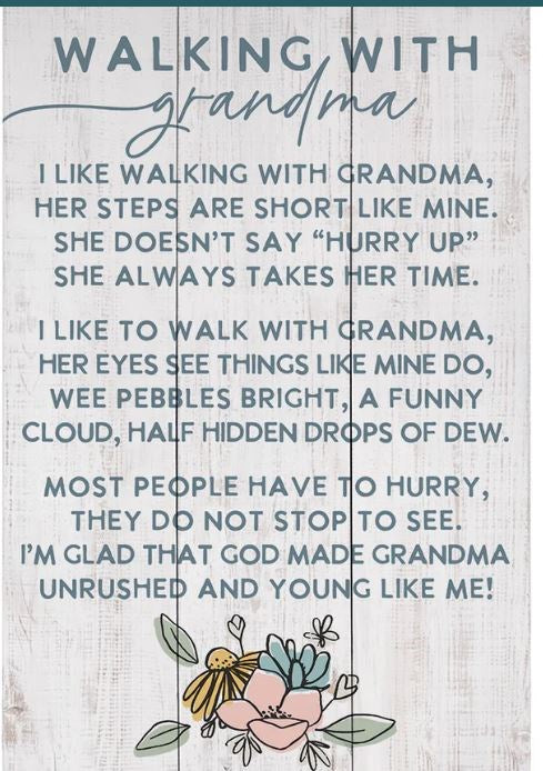 Rustic Pallet-Walking With Grandma (10.75" x 16")