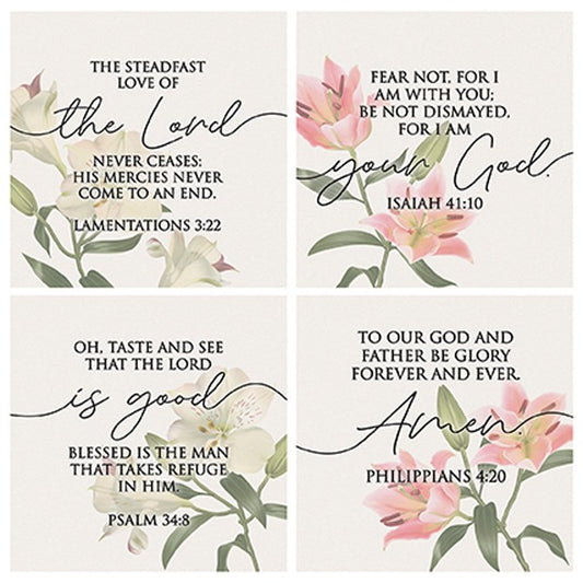 Square House Coasters-Religious Lilies (Set Of 4) (4")