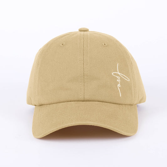Cap-Love-Washed Tan w/White Letters