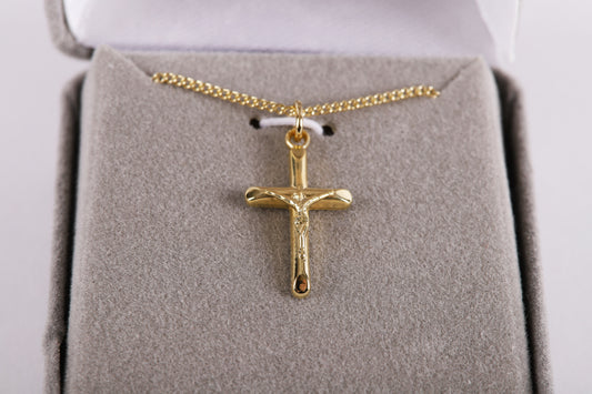 Necklace-Gold/Sterling Silver-Crucifix (18")