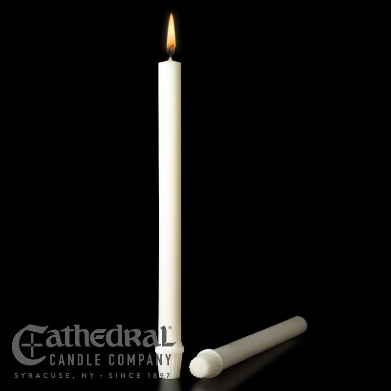 Altar Candle-White Short 2's (1 1/16" x 16 3/4")-51% Beeswax/SFE (Pack Of 12)
