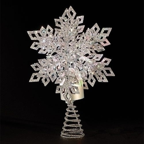 Tree Topper-LED Snowflake w/Battery Timer-Silver (12"H)